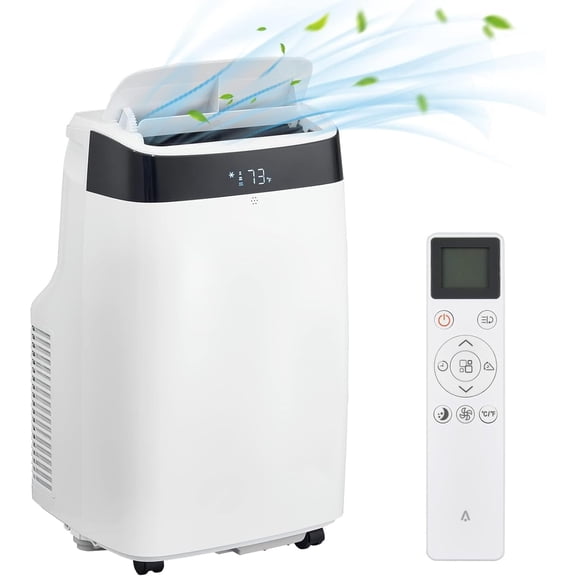 3-in-1 Portable Air Conditioner 10,000 BTU with Remote, Dehumidifier, Timer, Sleep Mode, Drying, Fan, Cooling Rooms up to 450 Sq.Ft, Portable AC for Room, Dorm, Office, White Black