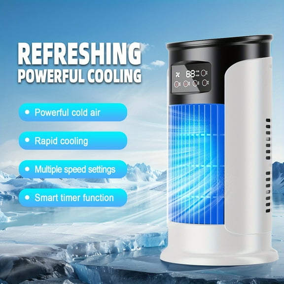 3-in-1 Portable Air Conditioner  Cooling, Heating & Humidifying Fan with LED Night Light  3-Second Fast Cooling, 6-Speed Timer  Summer Gift for Home/Office