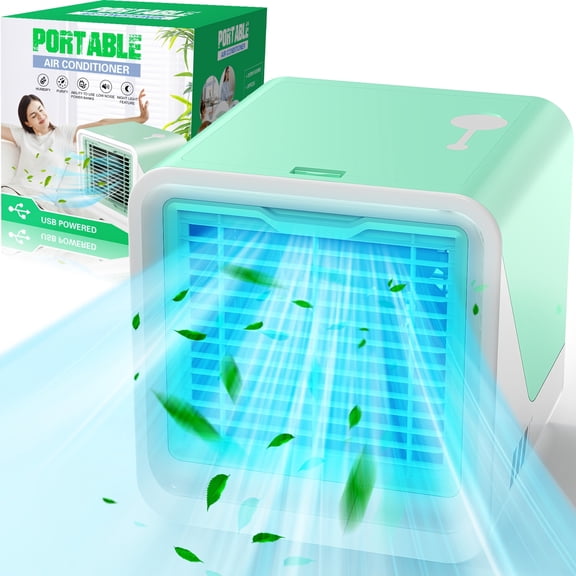 3-in-1 Portable Air Conditioner, Humidifier & Fan with Atmosphere Light - USB-Powered Compact Cooler for Home, Office, Travel - Fast Cooling,ABS Design,Cooling Fan Portable, Home Air Cooler,Small Sp