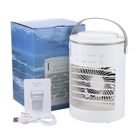3-in-1 Portable Air Cooler Fan, Personal Evaporative Cooler with Humidifier & 7-Color Night Light, USB Desktop Cooling Fan for Home, Office, and Bedroom