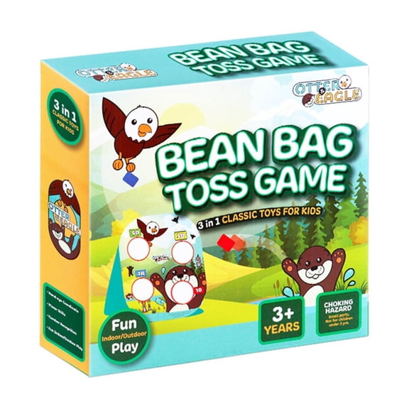 3-in-1 Portable Bean Bag Toss Set, Foldable Cornhole Game with Sticky Darts & Tic-Tac-Toe, Indoor & Outdoor Party Activity with Storage Bag