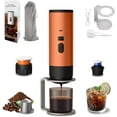 thumbnail image 1 of 3-in-1 Portable Coffee Maker, 15 Bar Portable Espresso Machine with LED Display and 90ml Sink, Compatible with Ground Coffee & Capsules(Ns&DG) for RV, Hiking, Office, Auto-Heating, USB-C (Orange), 1 of 9