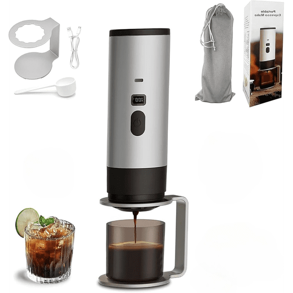3-in-1 Portable Coffee Maker With 7800mAh Battery & Digital Display, Rechargeable Coffee Maker, Self-Heating Travel Coffee Maker, Suitable For Camping And Home Use