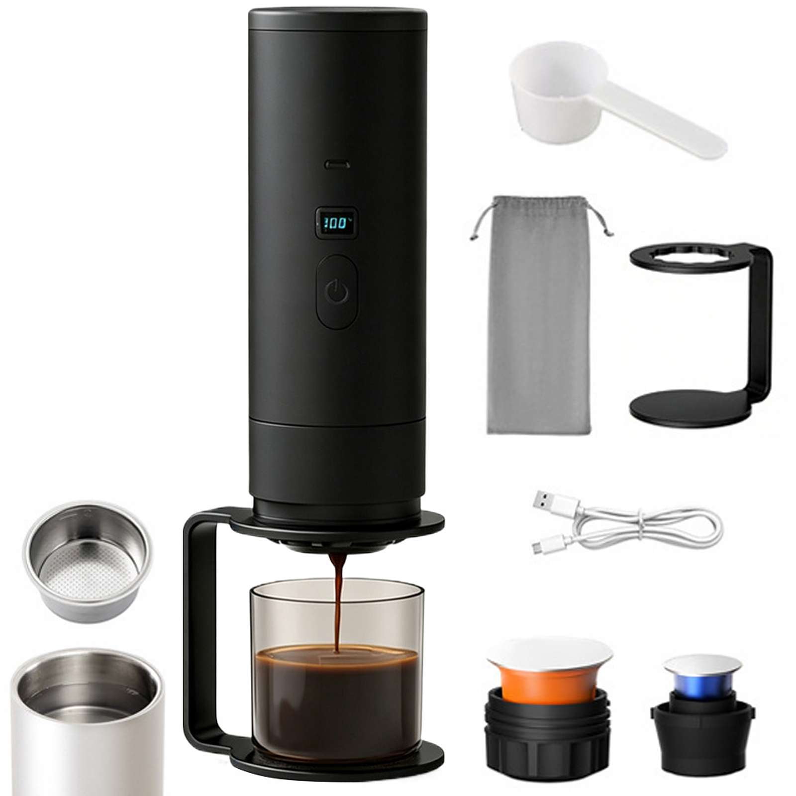 3-in-1 Portable Coffee Maker, Electric Espresso Machine with Self ...