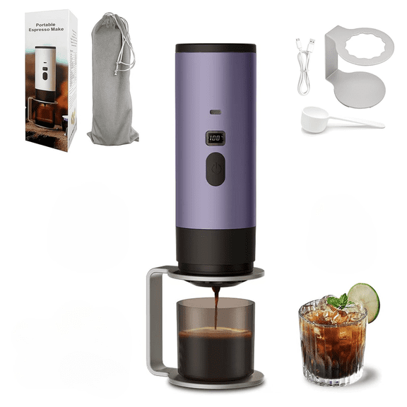 3-in-1 Portable Coffee Maker,Portable Espresso Maker with LED Display and USB, Travel Coffee Maker Self-Heating, Compatible with Ground Coffee & Capsules for RV, Office