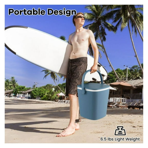 3-in-1 Portable Cooler Bar Table with Bottle Opener - 4 Gallon Camping Cooler, Lift Top Cocktail Table, Outdoor Side Table for Poolside, Picnic, Black/Blue