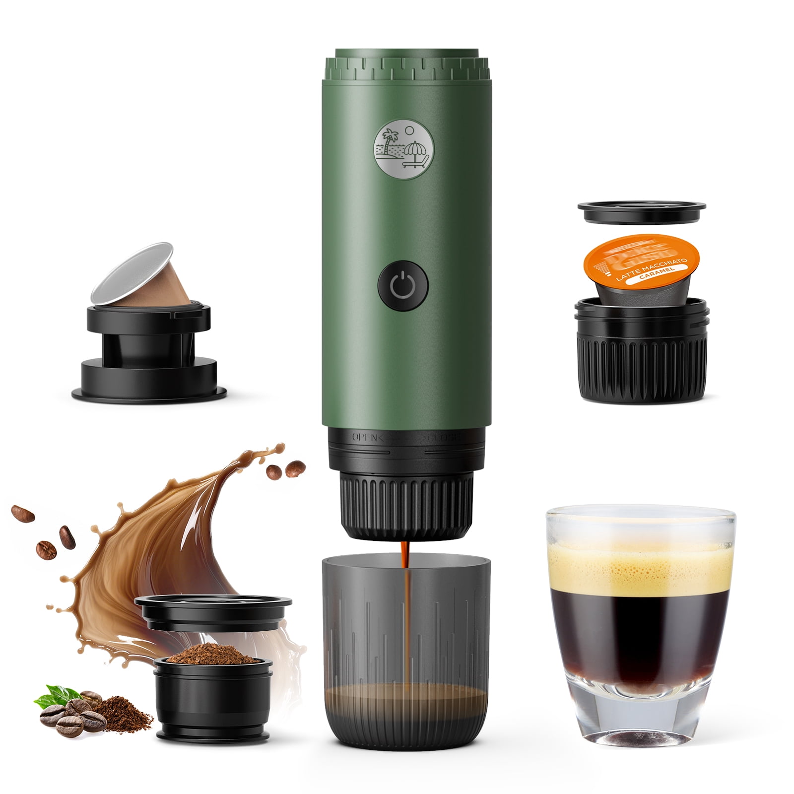 3-in-1 Portable Espresso Machine, Travel Coffee Maker with Self-Heating USB-C, 19Bar Mini Espresso for Camping Hiking Office