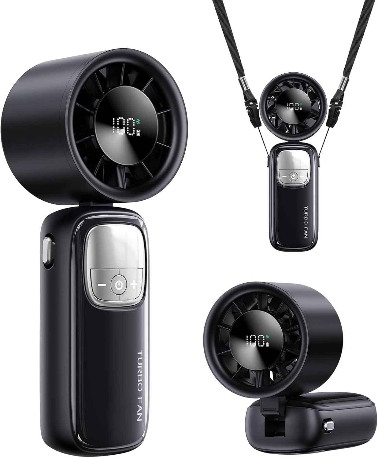 3-in-1 Portable Handheld Turbo Fan-100 Speeds, 15000 RPM, 10Hrs Cooling ...