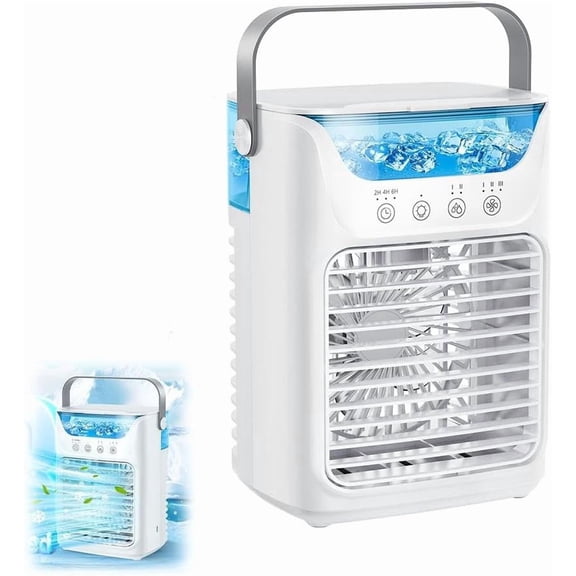 3-in-1 Portable Mini Air Conditioner, 700ml Personal Cooling Fan with Timer, USB Rechargeable Small AC Unit for Office Bedroom Indoor