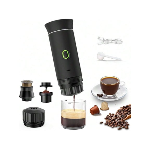 3-in-1 Portable Self-Heating Espresso Maker, USB-C Mini Coffee Machine for Travel Car