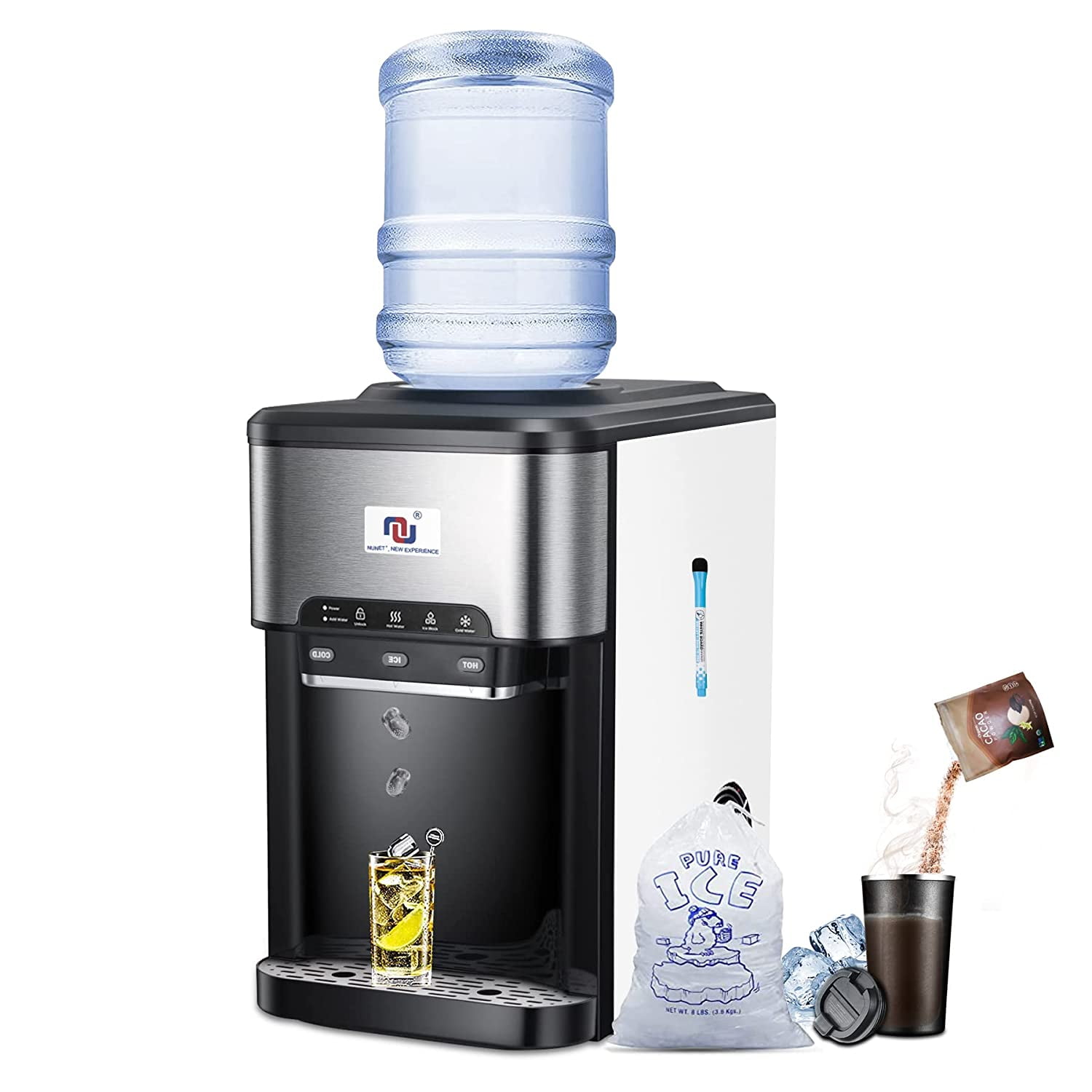3in1 Portable Water Cooler Dispenser Ice Maker 44lbs Daily Ice Making