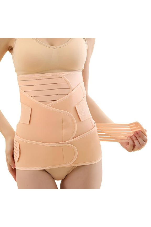 3 in 1 Postpartum Belly Band Post Partum for Women Abdominal Binder Surgery C Section Recovery Stomach Belly Wrap Belt, Beige