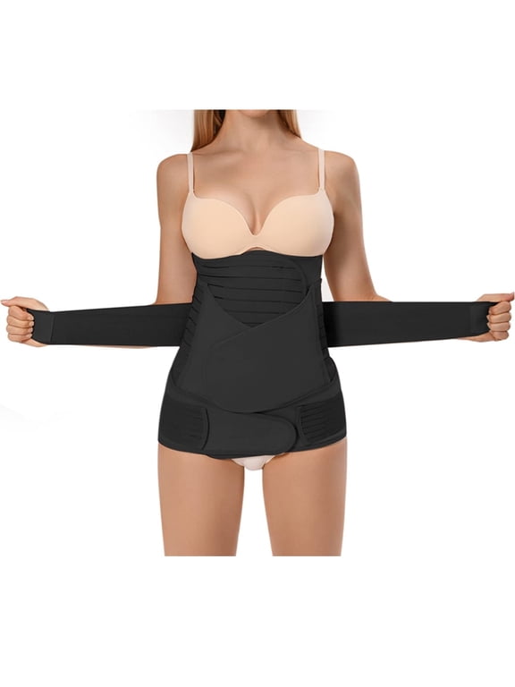 3 in 1 Postpartum Belly Band Wrap,Support Recovery Girdle Belt Post Pregnancy Belly Waist Post Partum Waist Binder Shapewear