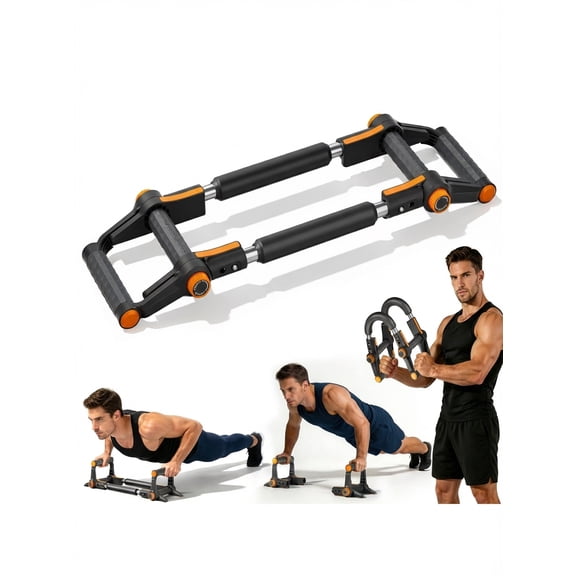 3-in-1 Power Twister Arm Exerciser & Push-Up Bars, Adjustable U-Shape Dual-Spring Chest Expander (66-110lbs), Heavy Duty Upper Body Muscle Builder for Home Gym Fitness