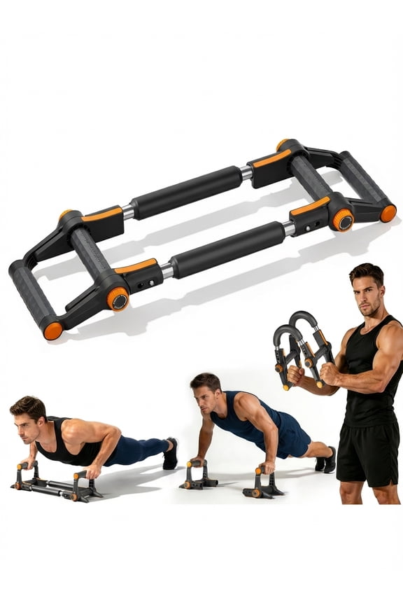 3-in-1 Power Twister Arm Exerciser & Push-Up Bars, Adjustable U-Shape Dual-Spring Chest Expander (66-110lbs), Heavy Duty Upper Body Muscle Builder for Home Gym Fitness