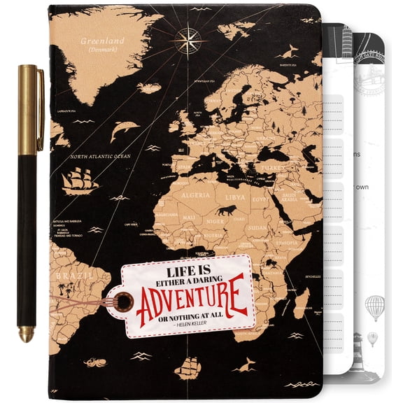3-in-1 Prazoli Couples Adventure Book, Travel Journal & Bucket List Scrapbook - Cute Gifts for Women & Men Couple | Travelers Notebook Planner & Organizer With Pockets & Prompts Keepsakes Diary