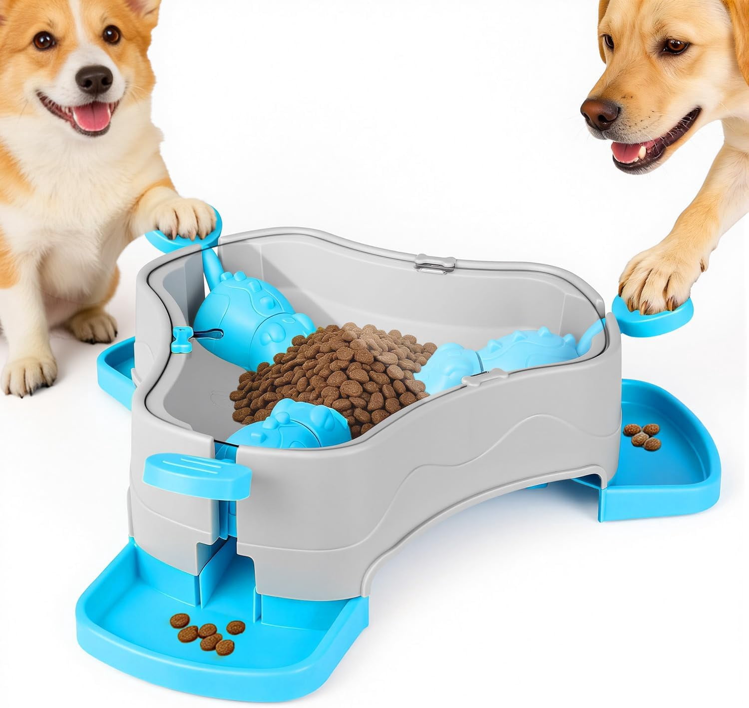 3-in-1 Press-Type Dog Treat Dispenser Puzzle Toy with No-Slip Slow Feeder for Interactive Brain Training and Enrichment for Smart Dogs and Cats, 3 Color Options