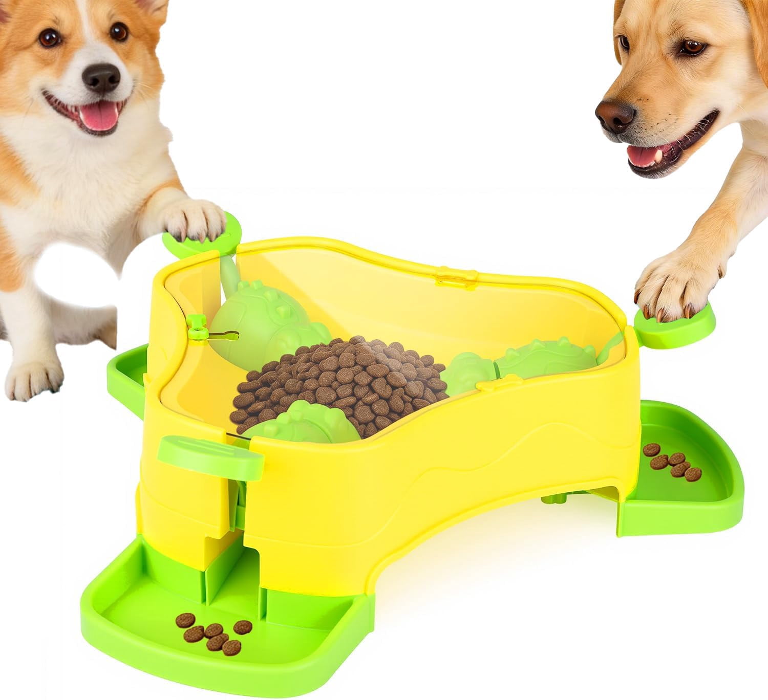 3-in-1 Press-Type Dog Treat Dispenser Puzzle Toy with No-Slip Slow Feeder for Interactive Brain Training and Enrichment for Smart Dogs and Cats, 3 Color Options