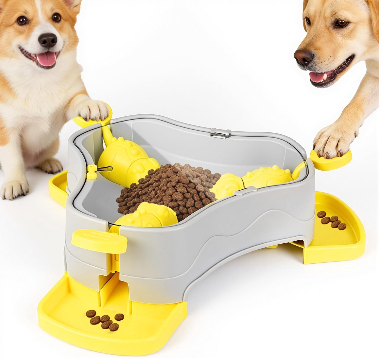 3-in-1 Press-Type Dog Treat Dispenser Puzzle Toy with No-Slip Slow Feeder for Interactive Brain Training and Enrichment for Smart Dogs and Cats, 3 Color Options