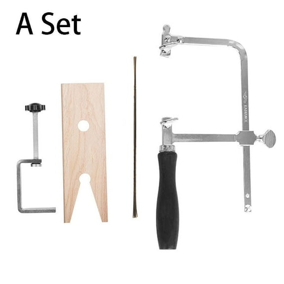 3-in-1 Professional Adjustable Jeweler's Saw Set with 144 Blades, Wooden Bench Pin Clamp & V-Slot Fixtures for Precise Jewelry Making and DIY Metal/Wood Crafting.