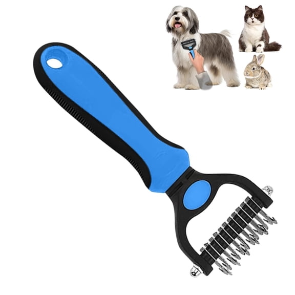 3-in-1 Professional Pet Grooming Brush for Dogs & Cats – Dematting Comb, Undercoat Rake & Deshedding Tool for Long & Short Hair, Heavy Shedding & Matted Fur,Blue