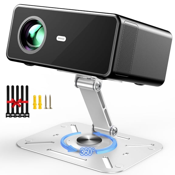 3-in-1 Projector Stand with Cable Ties– Desk, Wall and Ceiling Mount with 1/4-Inch Thread, Foldable, Height Adjustable and 360-degree Rotation Compatible with Most Projectors for Home, Office