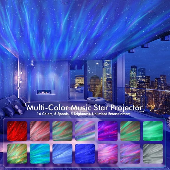 3-in-1 Projector with LED Lights, Night Light, and White Noise for Bedroom, Kids Room, and Party Decor