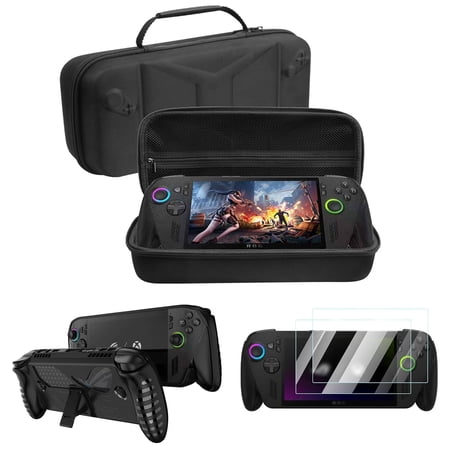 3-in-1 Protection Bundle for Rog Xbox Ally X 2025 - TPU Case with Kickstand & Carrying Pouch & 2x Tempered Glass, Compatible with Xbox Rog Ally X