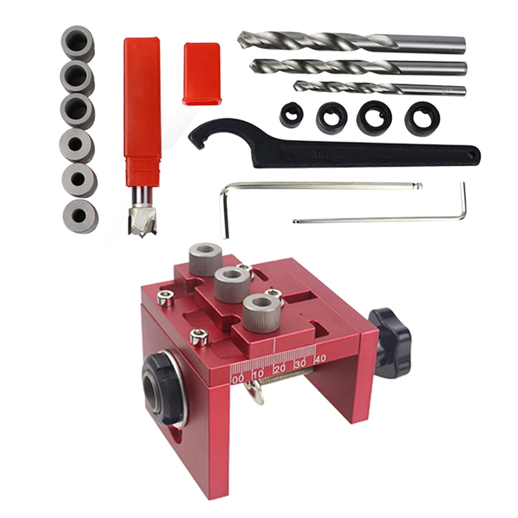 3-in-1 Punching Locator Wood Doweling Jig Hole Drilling Guide Hole Puncher Positioning Clamping Range 0-60mm 2.36inches