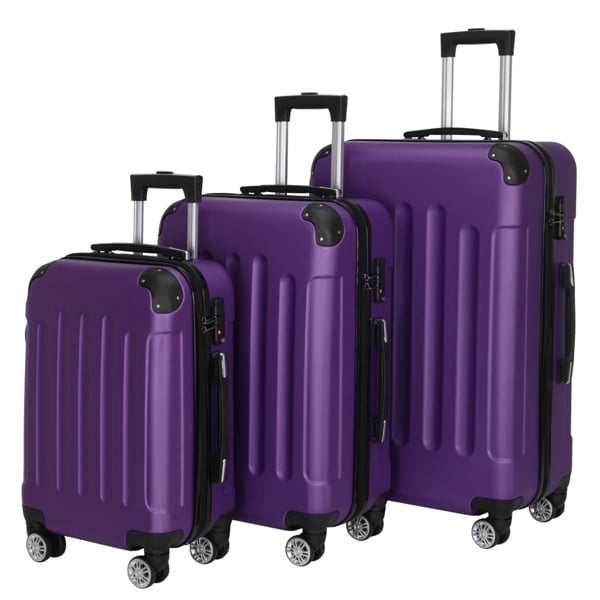 3-in-1 Purple ABS Trolley Case – Expandable 20"/24"/28" Lightweight Luggage Set, Dirt-Resistant, Family-Friendly Travel Suitcase with Reinforced Handles