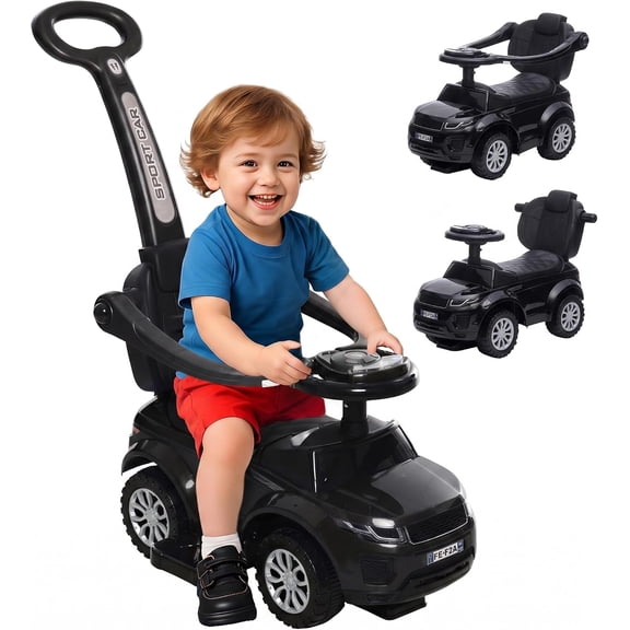 3 in 1 Push Cars for Toddlers Kid Ride on Push Car 12-36 Months Black