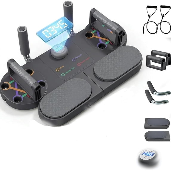 3-in-1 Push-Up Board & Resistance Band Trainer, Non-Slip Home Gym Equipment for Chest Shoulder Arm Core Workouts(XX)
