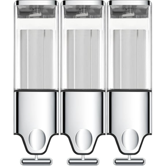 3-in-1 Quadrate Dispensers for The Shower,Shower soap Dispenser,Conditioner Dispenser, Shampoo Dispenser,No Drilled Wall Mounted Distributor,Hotel,Bathroom,Home