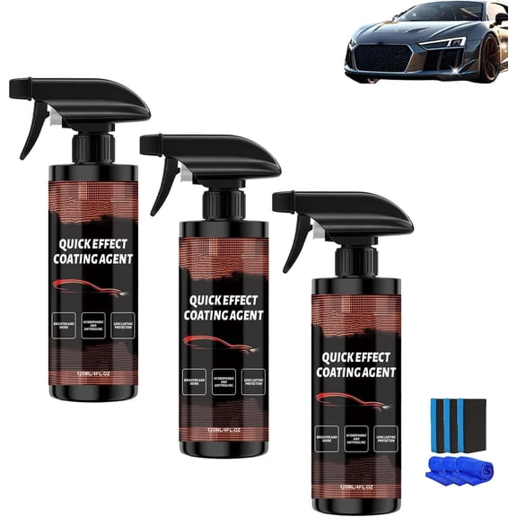 3-in-1 Quick Effect Car Coating Spray, High Protection Quick Coat & Ceramic Shield, Multi-functional Waterless Coating Renewal Agent, Long-Lasting Protection, For Cars, Boats, Motorcycles (3PCS)