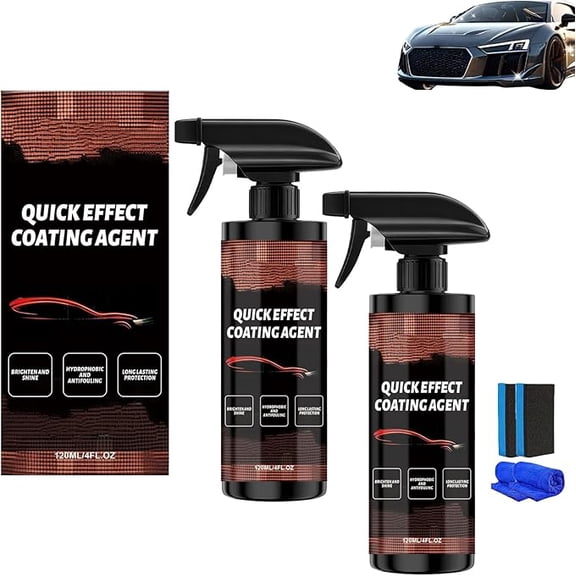 3-in-1 Quick Effect Car Coating Spray, High Protection Quick Coat & Ceramic Shield, Multi-functional Waterless Coating Renewal Agent, Long-Lasting Protection, For Cars, Boats, Motorcycles (2PCS)