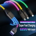 thumbnail interactive-video image 1 of B-SPIN 3-in-1 RGB Fast Charging Cable – 66W 6A, LED Glow, USB-C/Micro/USB, Aluminium, 1.2m/1.8m 1 of 4