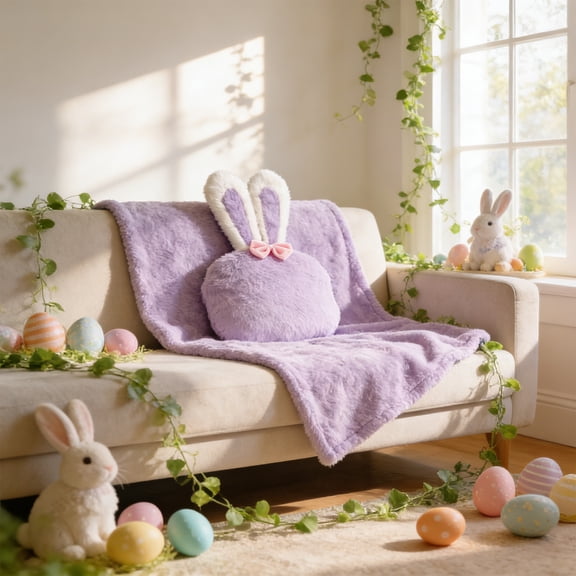 3-in-1 Rabbits Blanket Throw Cushion, Versatile Sofa Pillow That Converts Into Cozy Blanket And Decorative Cushion, Cute Functional Gift For Living Room Bedroom Or Holiday Home Relaxation