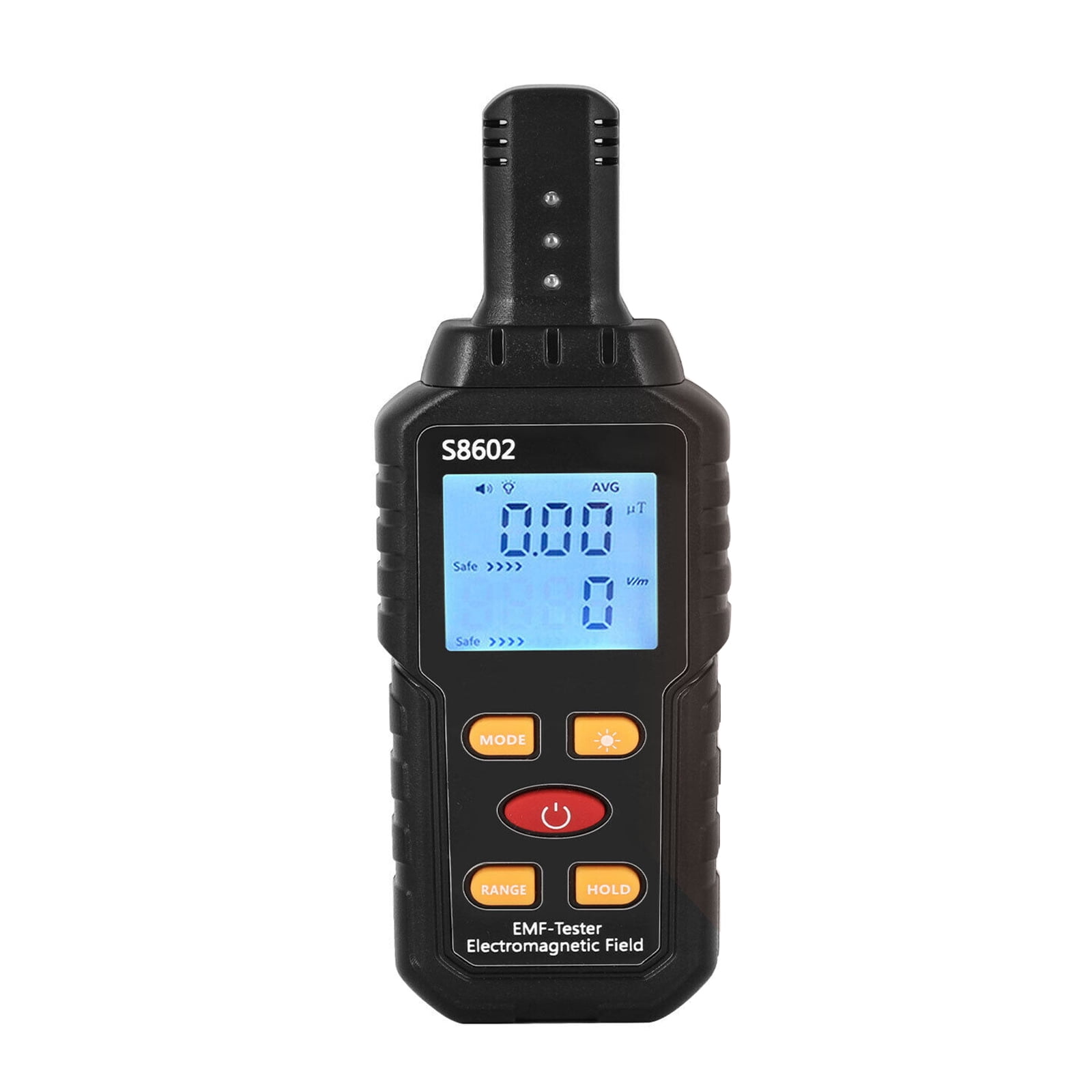Black Handheld EMF Radiation Detector with LCD Display