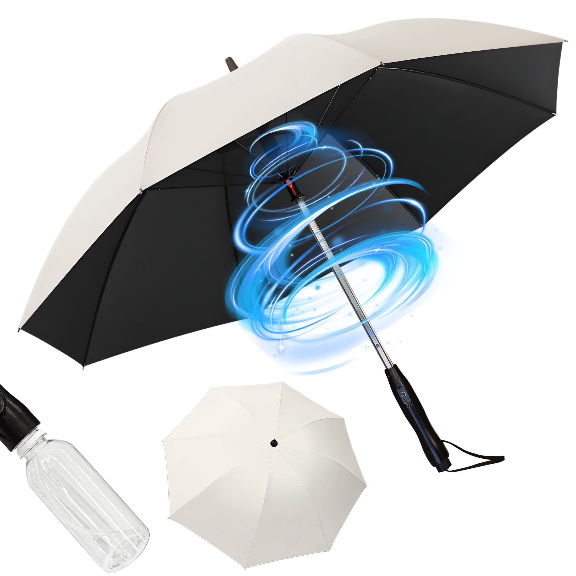 Oviora Umbrella with Fan and Mister, Rechargeable Cooling Umbrella with Built-in Fan & Mist Spray , UV Protection, Portable for Beach, Golf, Festivals, and Outdoor Activities