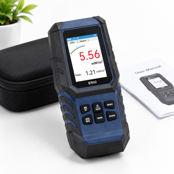 3-in-1 Rechargeable Digital EMF Meter for EF, MF, RF Detection, Multicolored