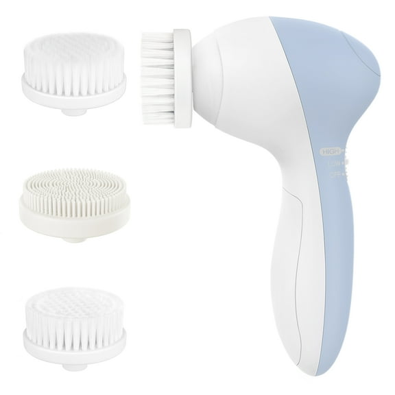 3-in-1 Rechargeable Facial Cleansing Spin Brush Set with 3 Exfoliating Brush Heads
