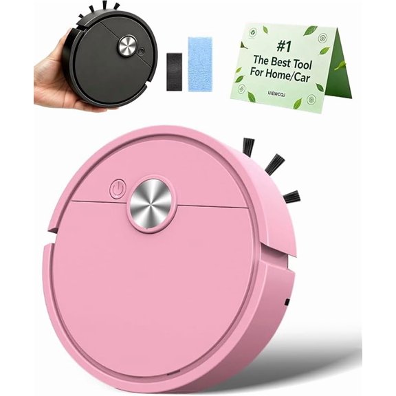 3 in 1 Rechargeable Mini Car Robot Vacuum, Multifunctional Sweeping Mopping Smart Cleaner, Compact Portable Cleaning Machine (K)