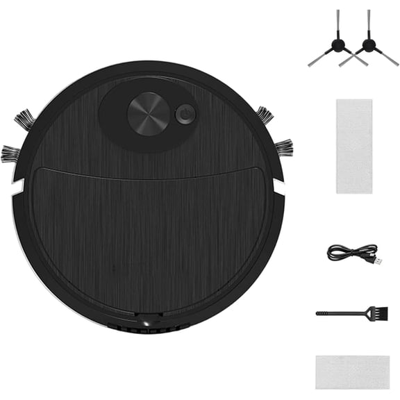 3 in 1 Rechargeable Mini Robot Vacuum, Low Noise Automatic Sweeping & Mopping for Pet Hair, Desk, Car, Hard Floors(Black)