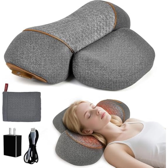 3-in-1 Rechargeable Neck Massager Pillow with Heating & Traction - Deep Tissue Pain Relief, Shoulder & Necks Hump Corrector for Women, Gift for Family