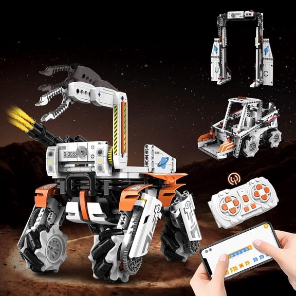 3 in 1 Remote Control Lunar Probe Car Building Kit,STEM App Programming Robotics Building Block Toys,Engineering and Science Projects(730 Pieces)