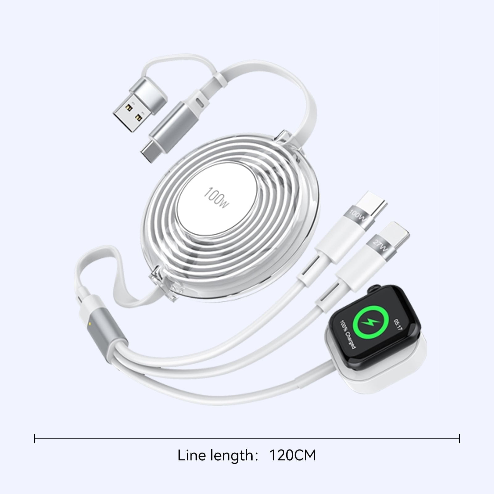 3-in-1 Retractable Multi Charger for Apple Watch 100W