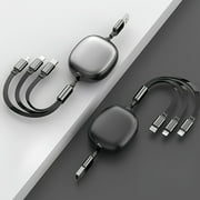 3-in-1 Retractable USB Charging Cable, 100W Fast Charging, Compatible with USB to C/Micro USB for iPhone 13/14/12/11/X, Huawei,, Data Sync at 480Mbps, USB Power Supply up to  36V