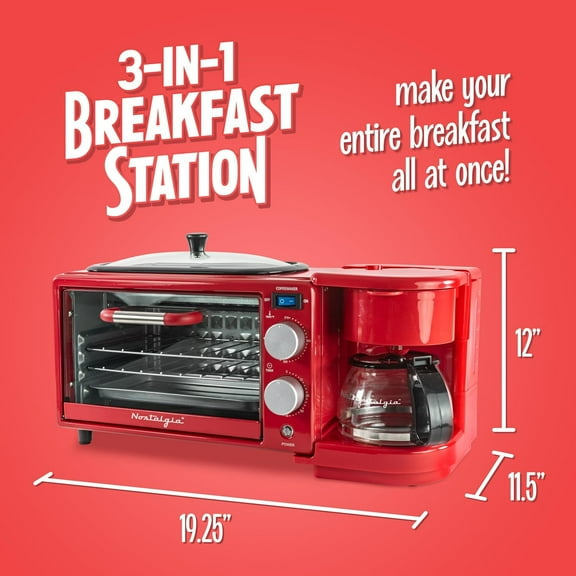3-in-1 Retro Breakfast Station - Red