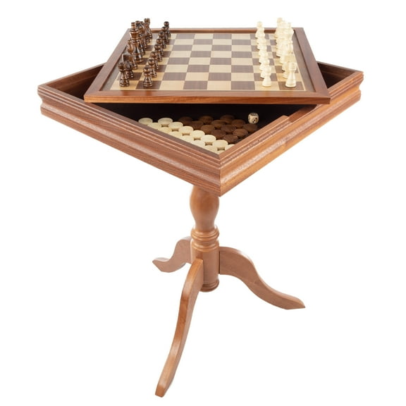 3-in-1 Reversible Game Table with Chess and Backgammon Set