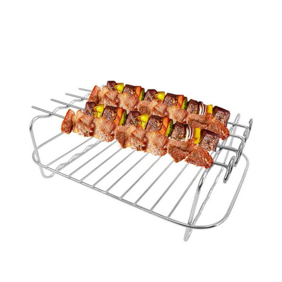 3-in-1 Rib Rack for Smoking & Chicken Leg Rack for Grill - Holds 6 Large Ribs, 12 Chicken Leg Wing, 1 Whole Chicken - Premium Foldable Space-Saving Chicken Drumstick Rib Racks for Grilling & Smoking